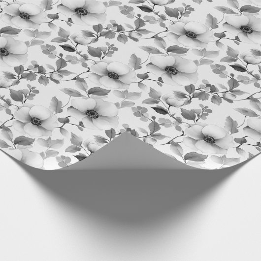 Vintage Silver Flower Pattern Geschenkpapier (Ecke)