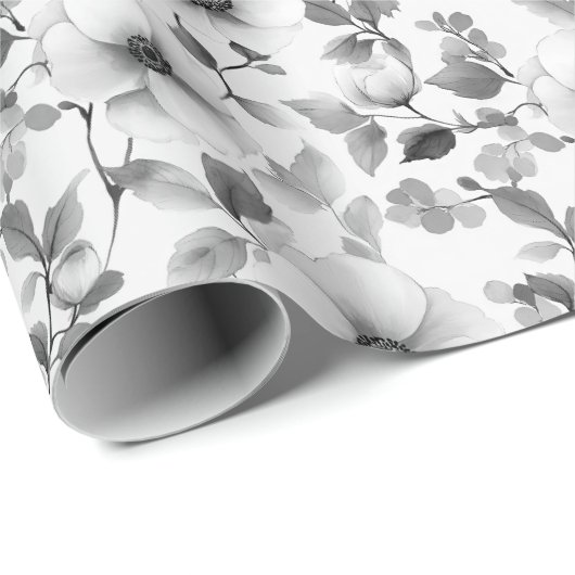 Vintage Silver Flower Pattern Geschenkpapier (Rolleneckpunkt)