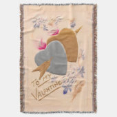 Vintage Silver & Gold Herzstück Valentine Postkart Decke (Vorderseite Vertikal)