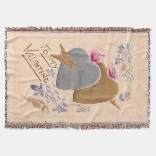 Vintage Silver & Gold Herzstück Valentine Postkart Decke (Vorderseite)