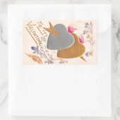 Vintage Silver & Gold Herzstück Valentine Postkart Rechteckiger Aufkleber (Tasche)