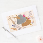Vintage Silver & Gold Herzstück Valentine Postkart Rechteckiger Aufkleber (Umschlag)