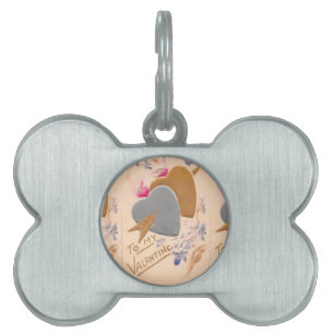 Vintage Silver & Gold Herzstück Valentine Postkart Tiermarke