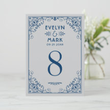 Vintage Silver Navy Art Deco Hochzeit Tischnummer