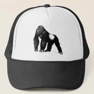 Vintage Silverback-Gorilla-Illustration, schwarz Truckerkappe