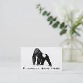 Vintage Silverback-Gorilla-Illustration, schwarz Visitenkarte (Stehend Vorderseite)