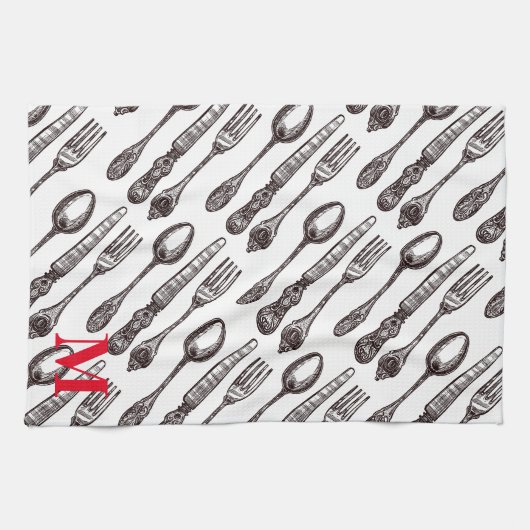 Vintage Silverware Classic Feinschmecker INITIAL Geschirrtuch (Horizontal)