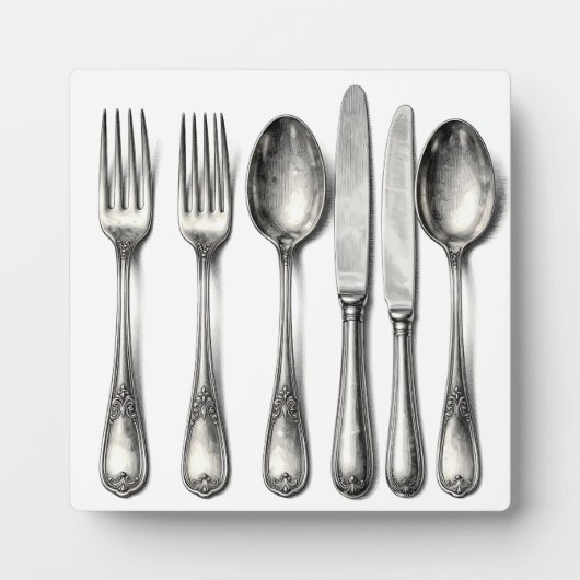 Vintage Silverware Ornate Flatware Kitchen  Fotoplatte (Vorderseite)