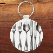 Vintage Silverware Ornate Flatware Kitchen Schlüsselanhänger (Vorderseite)