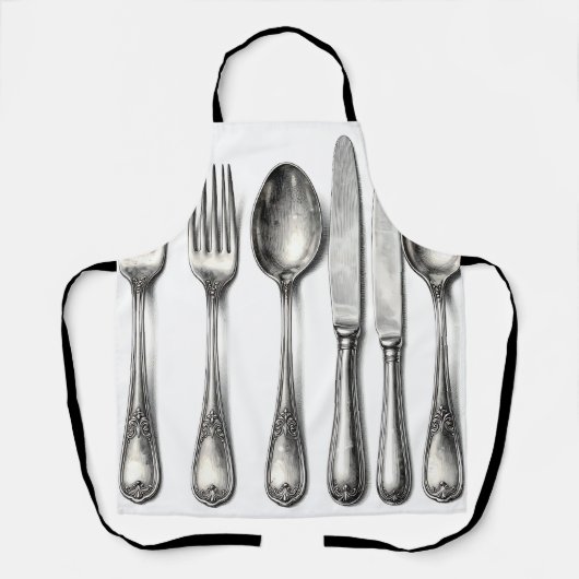 Vintage Silverware Ornate Flatware Kitchen Schürze (Vorderseite)