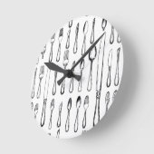 Vintage Silverware Sketch Pattern Elegant  Runde Wanduhr (Winkel)