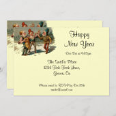 Vintage Silvester-Einladung Einladung (Vorne/Hinten)