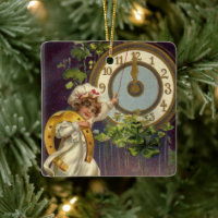 Vintage Silvesterabend Irisches Mädchen Uhr um Mit
