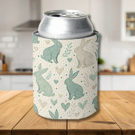 Vintage Simple Bunny Silhouettes Hearts Pattern Dosenkühler