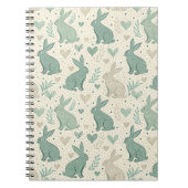 Vintage Simple Bunny Silhouettes Hearts Pattern Notizblock (Vorderseite)