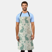 Vintage Simple Bunny Silhouettes Hearts Pattern Schürze (Getragen)