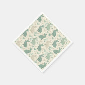 Vintage Simple Bunny Silhouettes Hearts Pattern Serviette (Ecke)