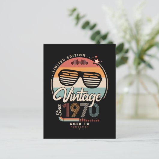 Vintage since 1970 postkarte (Stehend Vorderseite)