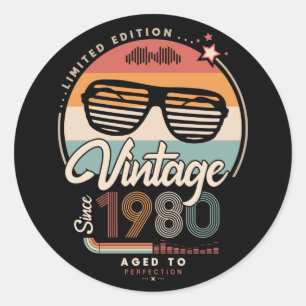 Vintage Since 1980 Runder Aufkleber