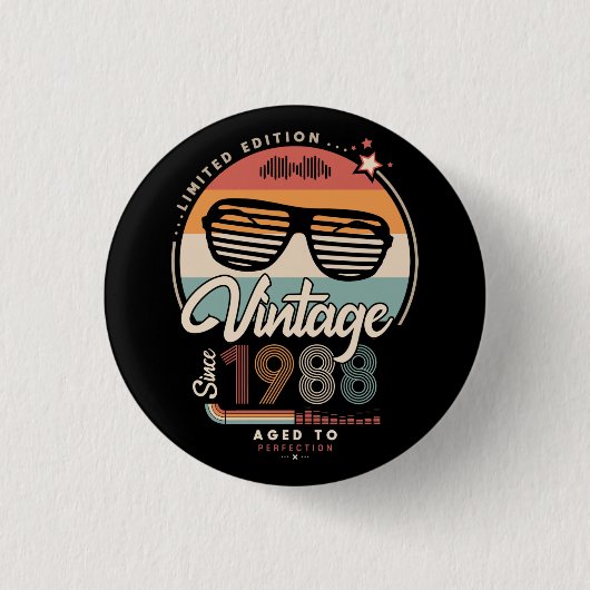 Vintage Since 1988 Button (Vorderseite)