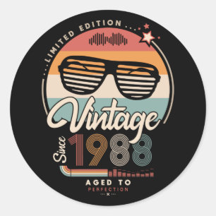 Vintage Since 1988 Runder Aufkleber