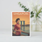 Vintage Singapore Qipao Postkarte (Stehend Vorderseite)