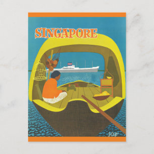 Vintage Singapur-Reise Postkarte
