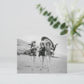 Vintage Singen Beach Besties Postkarte (Stehend Vorderseite)