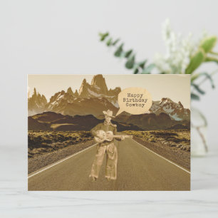 Vintage Singender Cowboy Geburtstags-Flatcard