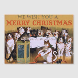 Vintage Singing Cats Weihnachtsgruß Magnetkarte