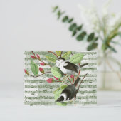 Vintage Singvögel auf Noten Postkarte (Stehend Vorderseite)