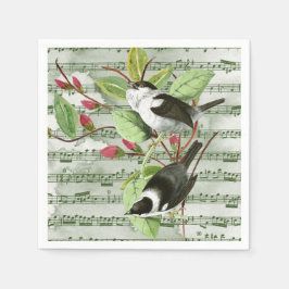 Vintage Singvögel auf Noten Serviette