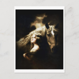 Vintage Sinti und Roma Girl mit Pferd Postkarte