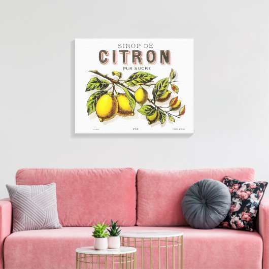 Vintage Sirop de Citron Werbung Leinwanddruck (Insitu (Wohnzimmer))