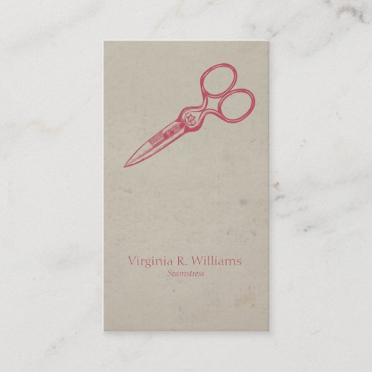 Vintage Sissors Näherin-Mode Visitenkarte (Vorderseite)