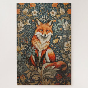 Vintage Sitzender Fuchs William Morris Inspiriert Puzzle
