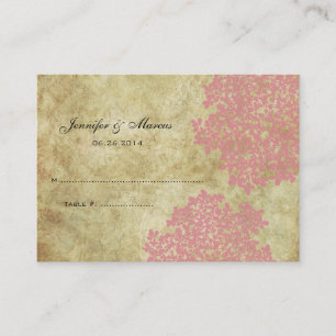 Vintage Sitzkarte mit rosa Blumen Platzkarte