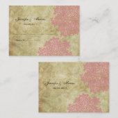 Vintage Sitzkarte mit rosa Blumen Platzkarte (Vorne/Hinten)