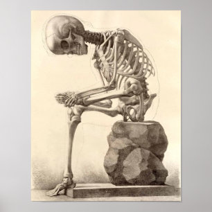 Vintage-Sitzskelettposter drucken Poster