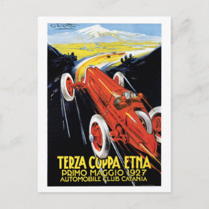 Vintage Sizilien 1920er Rennwagen Grand Prix Postkarte