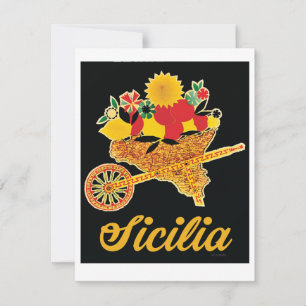 Vintage Sizilien Travel Poster Flat Card - CART Mitteilungskarte
