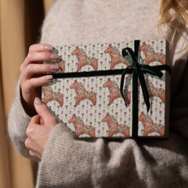 Vintage Skandinavien Folk Art Dala Weihnachten Geschenkpapier