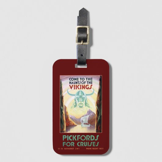 Vintage Skandinavien Vikings Kreuzfahrt Gepäckanhänger (Vorderseite Vertikal)