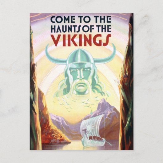 Vintage Skandinavien Vikings Reisen Postkarte (Vorderseite)