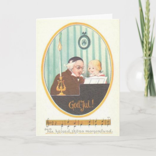 Vintage skandinavische Weihnachtskarte Feiertagskarte (Vorderseite)