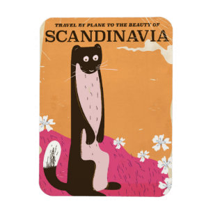 Vintage skandinavisches Reiseplakat. Magnet
