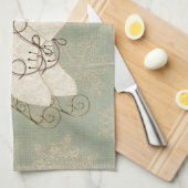 Vintage Skate niedliche Schneeflocke rustikale Win Geschirrtuch (Viertel Falte)