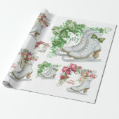 Vintage Skate Rot und Grün | Geschenkpapier (Ungerollt)