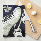 Vintage Skate Schwarz/Weiß Geschirrtuch (Viertel Falte)