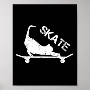 Vintage-Skateboard-Skateboarder-Katze-Skateboardin Poster